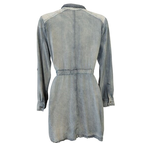Miss Me Women's Small Denim Style Long Sleeve Zip-Up Dress viscose & Cotton - Picture 2 of 10
